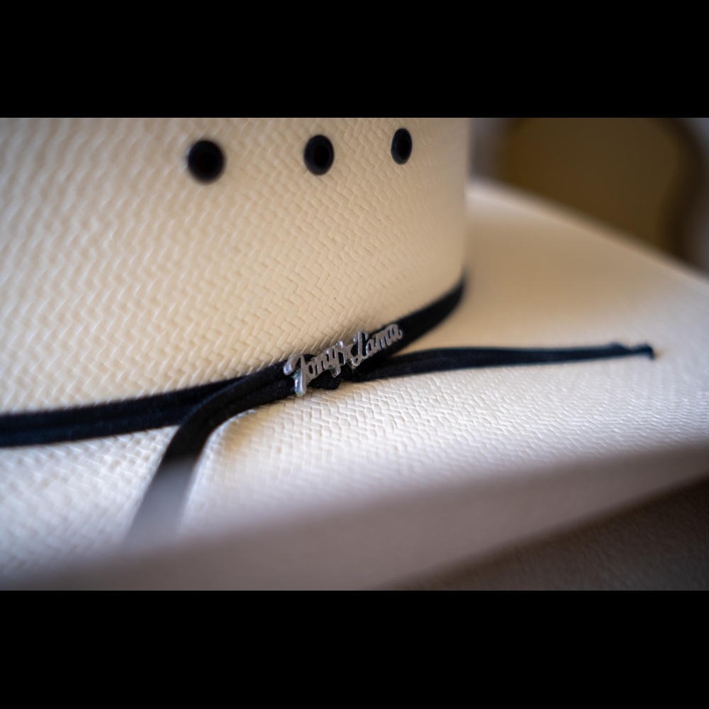 Tony Lama 8x Black Edge Solid Straw Hat off white